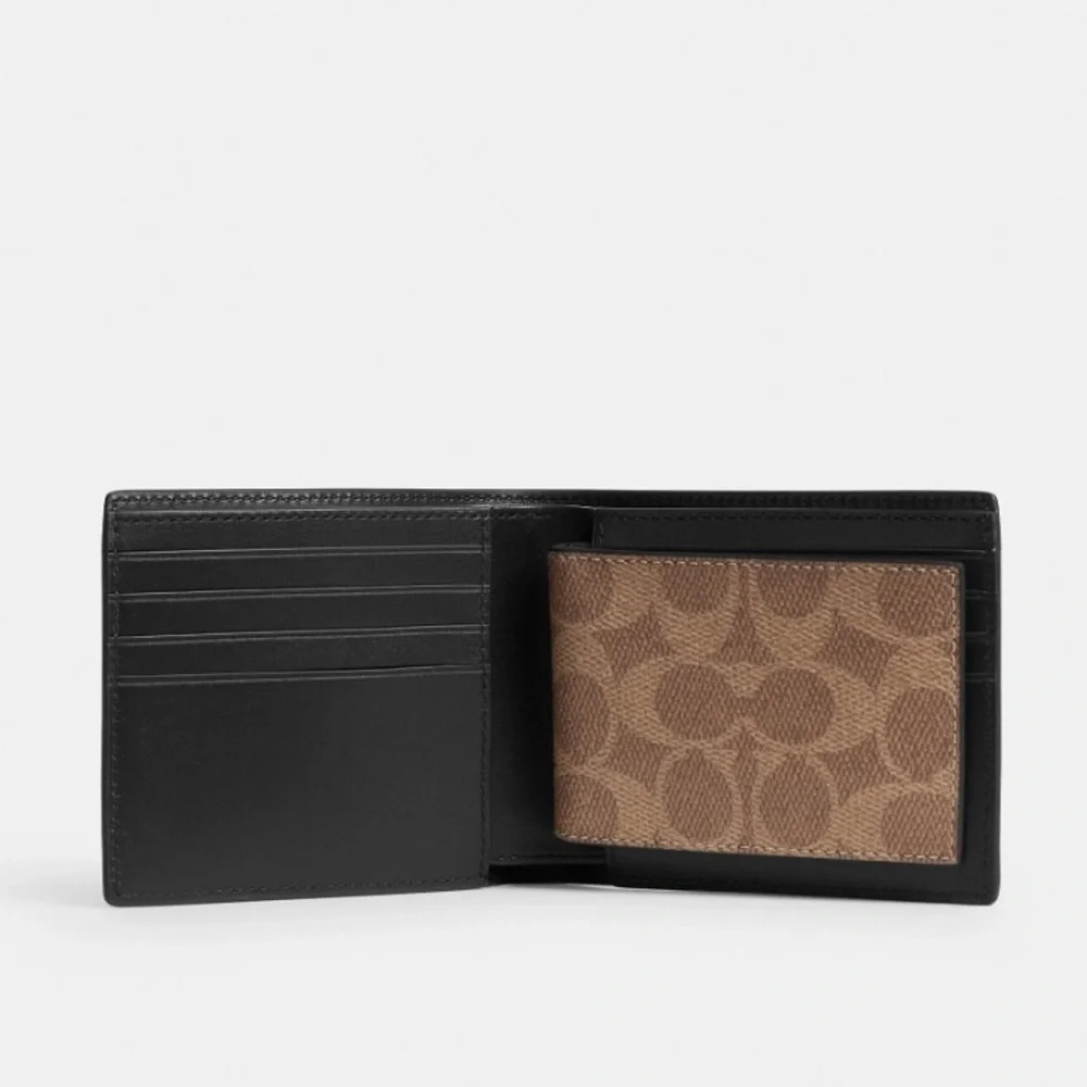 NWT Coach man’s 3 In 1 Wallet In Signature Canvas With Graphic CP280
